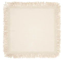 Set di 4 tovaglioli con frange color crema