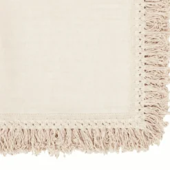 Set di 4 tovaglioli con frange color crema
