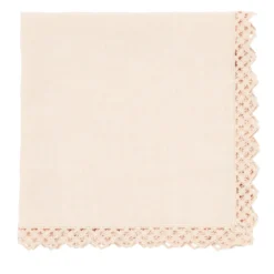 Set di 4 tovaglioli crema con macramè