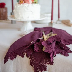 Set di 4 tovaglioli da vino con pizzo siciliano