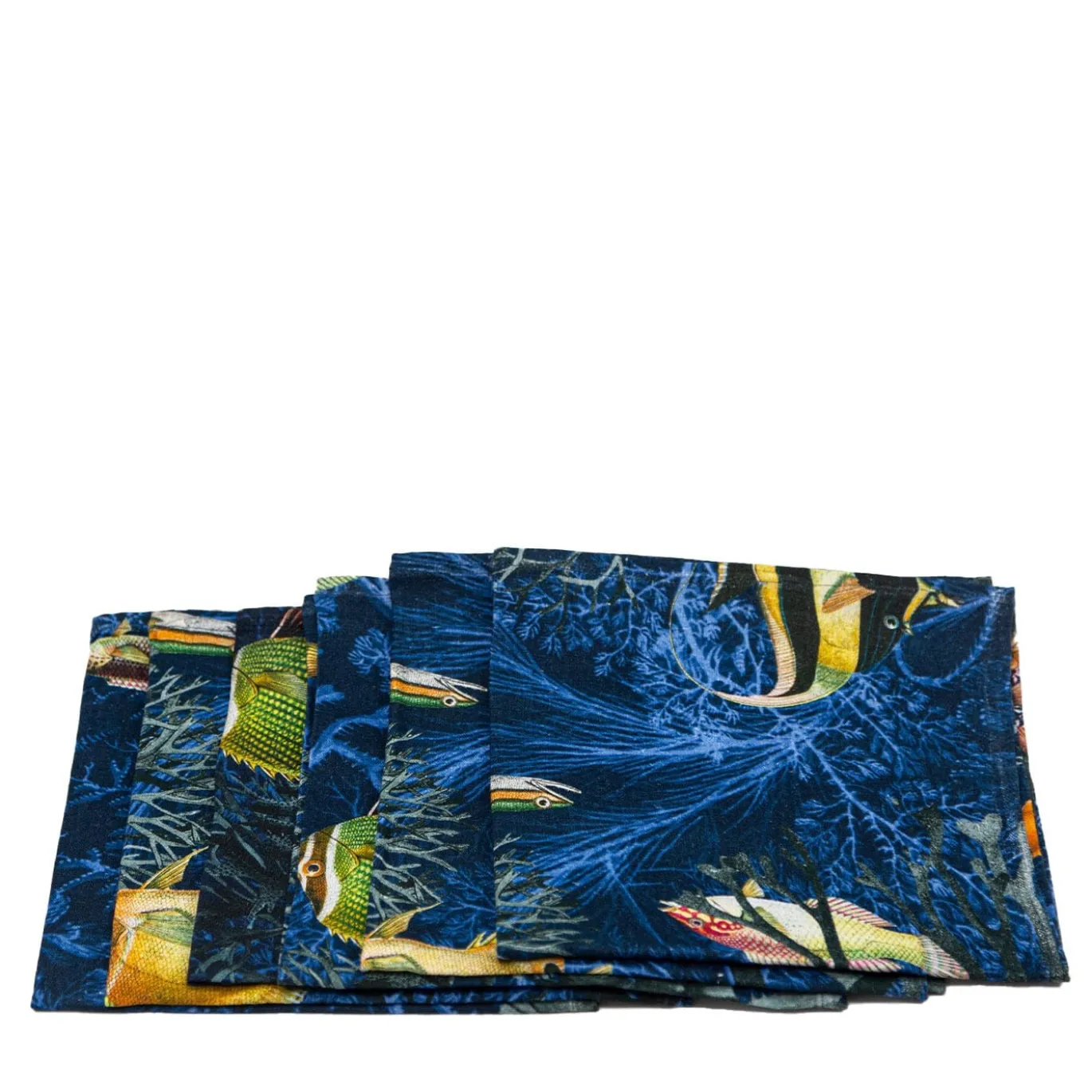 Set di 6 tovaglioli di lino Amami con decorazione marina