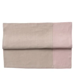 Set di 4 tovaglioli di lino di lusso bicolore argento-rosa-beige