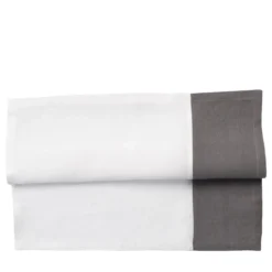 Set di 4 tovaglioli di lusso in lino bicolore bianco-grigio