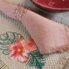 Set di 4 tovaglioli di lusso in puro lino rosa-argento con frange a mano