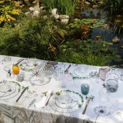 Set di 4 tovaglioli di lusso in puro lino rosa-argento con frange a mano