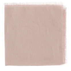 Set di 4 tovaglioli di lusso in puro lino rosa-argento con frange a mano