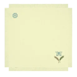 Set di 6 tovaglioli gialli ricamati con frange Grano Multicolor