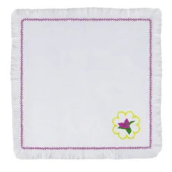 Set di 2 tovaglioli in lino Bougainville bianchi e rosa