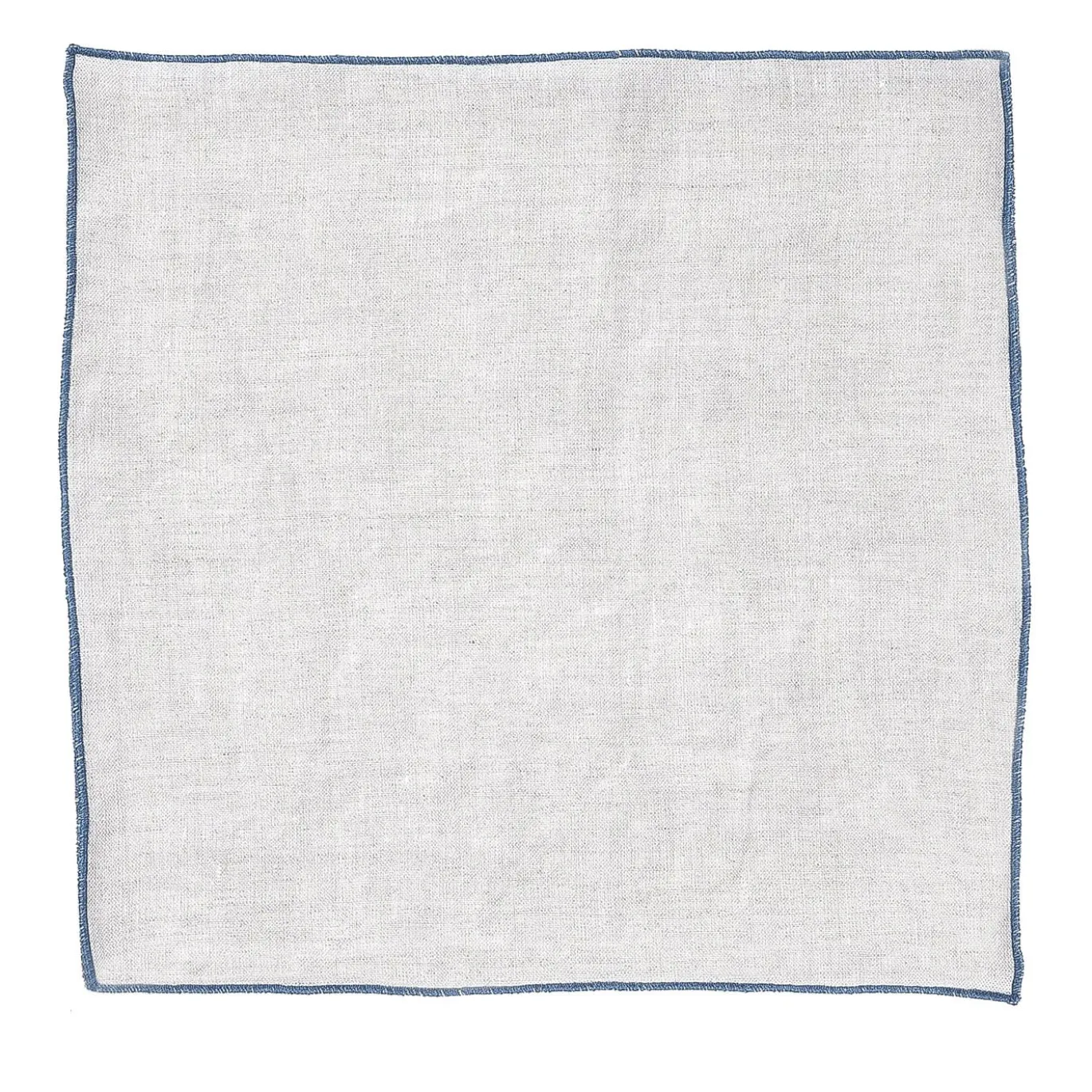 Set di 4 tovaglioli in lino naturale con orlo arrotolato blu pietra