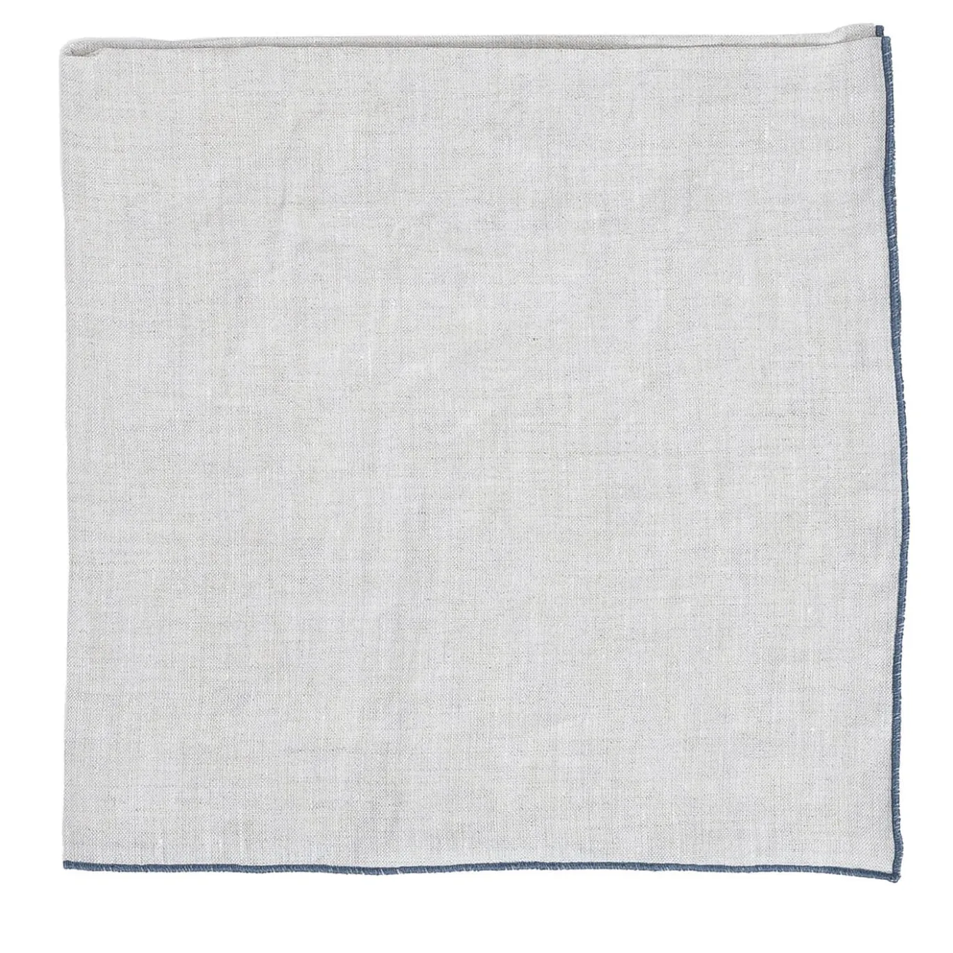 Set di 4 tovaglioli in lino naturale con orlo arrotolato blu pietra