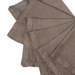 Set di 6 tovaglioli quadrati Brezza in lino color nocciola