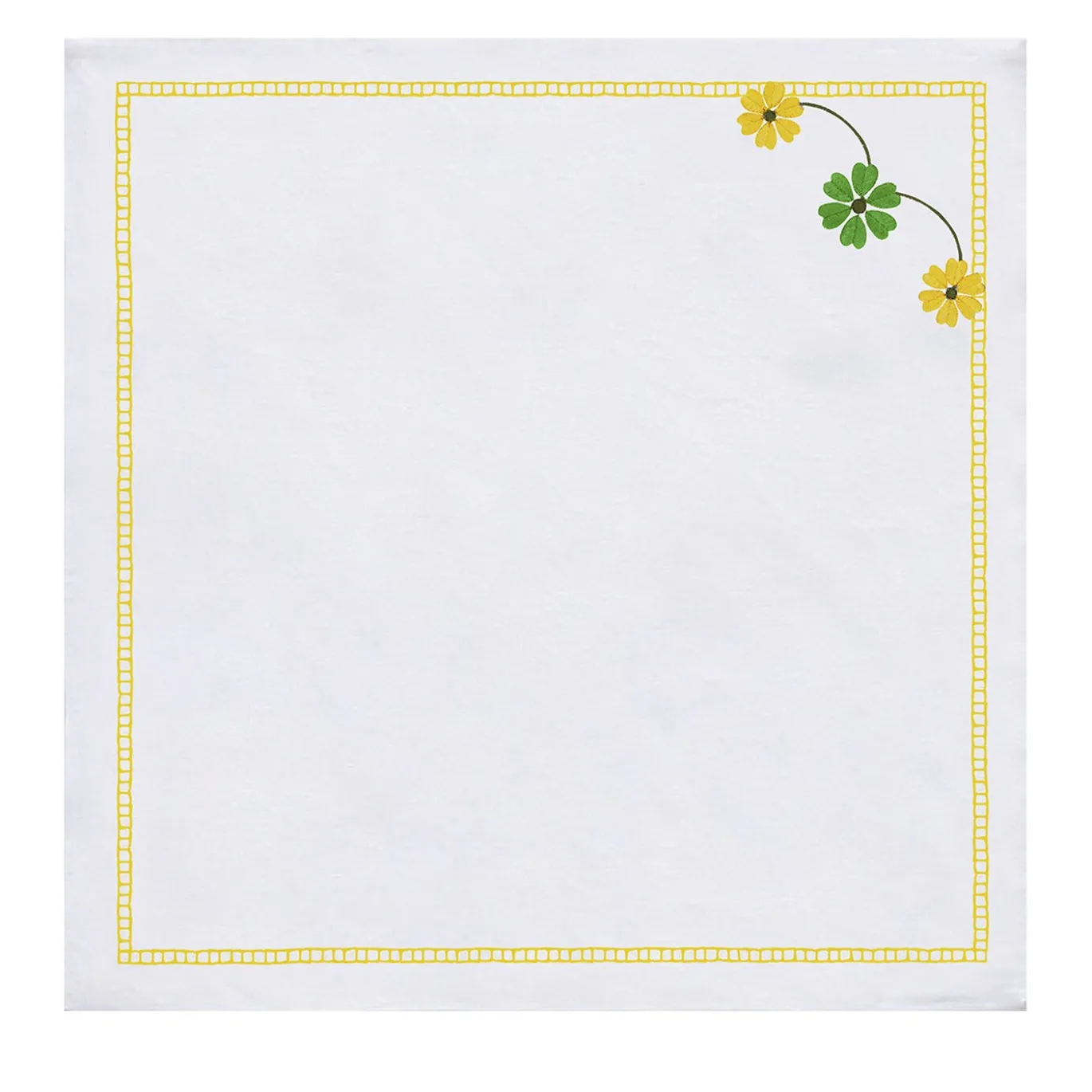 Set di 4 Tovaglioli Ricamati Margherita Gialla in Lino