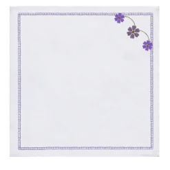 Set di 4 Tovaglioli Ricamati Margherita Viola in Lino