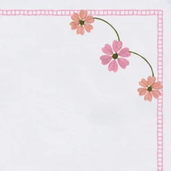 Set di 4 tovaglioli ricamati Margherita Rosa in lino
