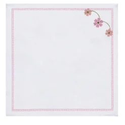 Set di 4 tovaglioli ricamati Margherita Rosa in lino
