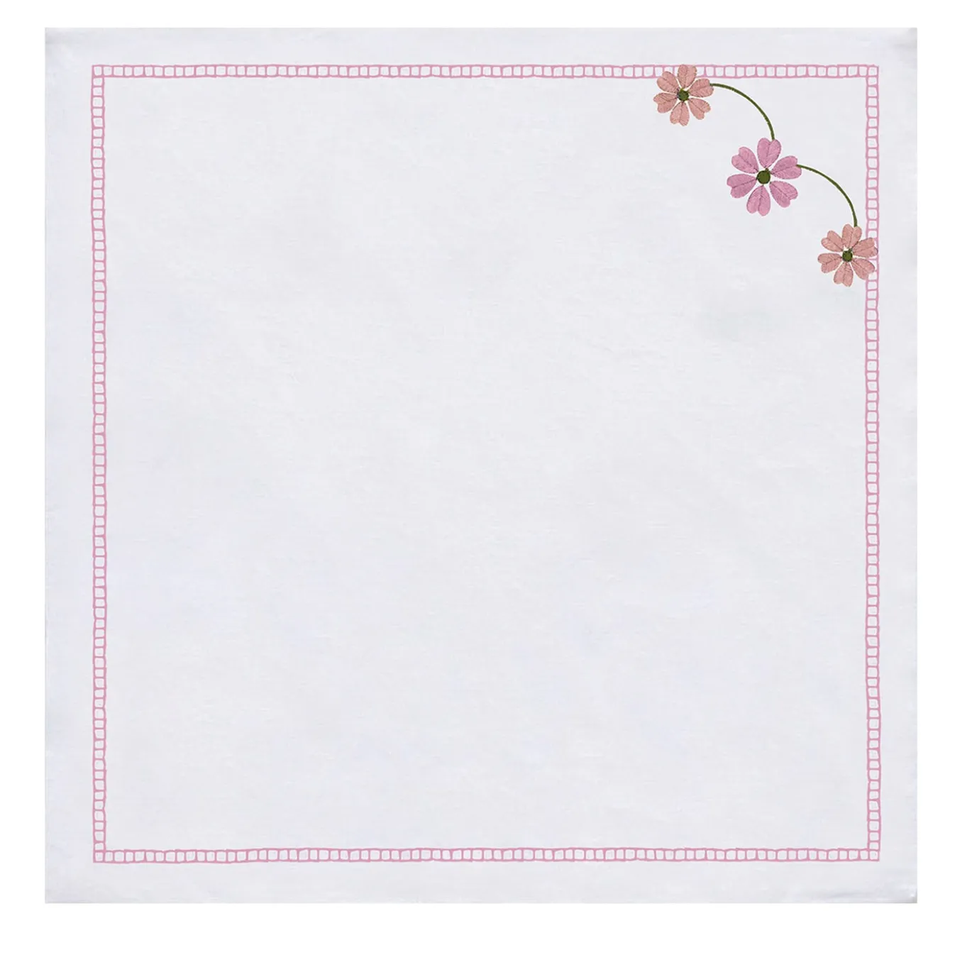 Set di 4 tovaglioli ricamati Margherita Rosa in lino