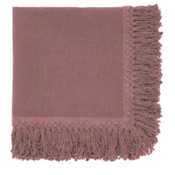 Set di 4 tovaglioli rosa vintage con frangia lunga
