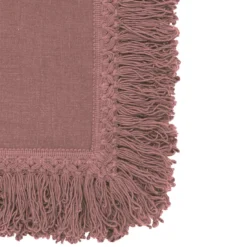 Set di 4 tovaglioli rosa vintage con frangia lunga