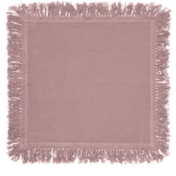 Set di 4 tovaglioli rosa vintage con lunghe frange