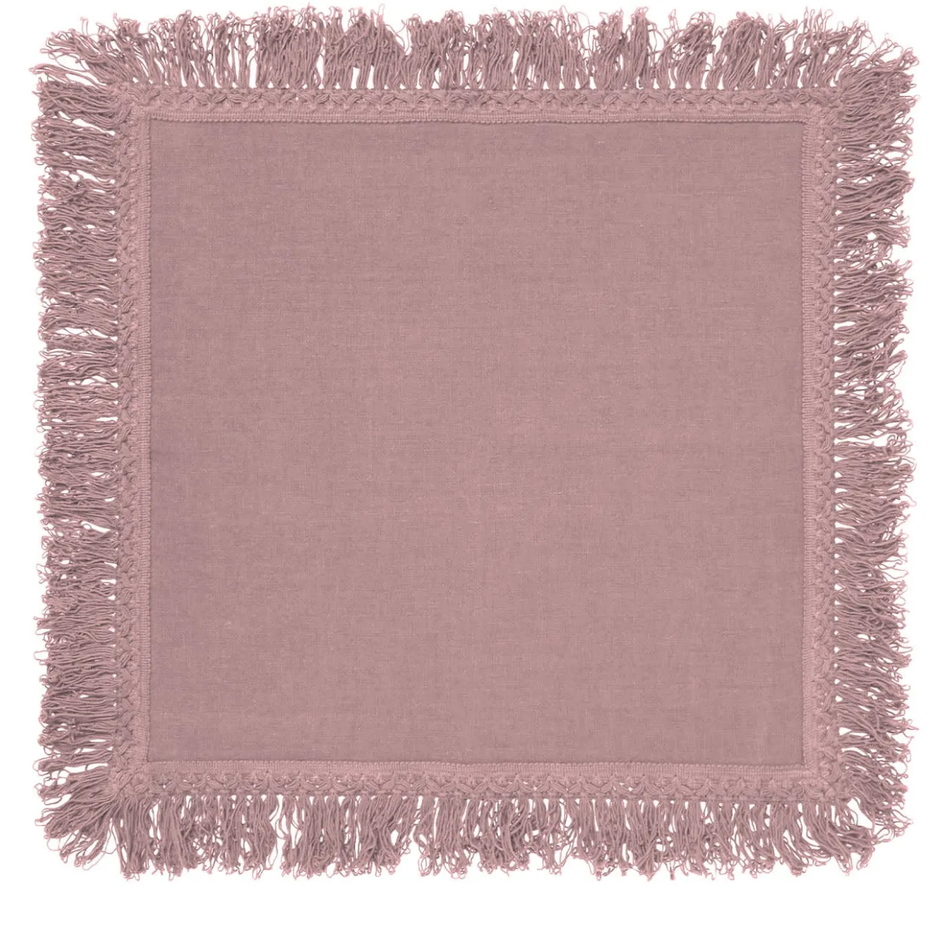 Set di 4 tovaglioli rosa vintage con lunghe frange