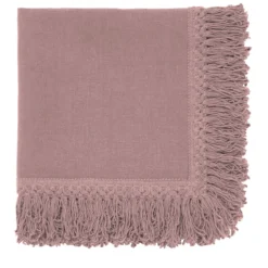 Set di 4 tovaglioli rosa vintage con lunghe frange