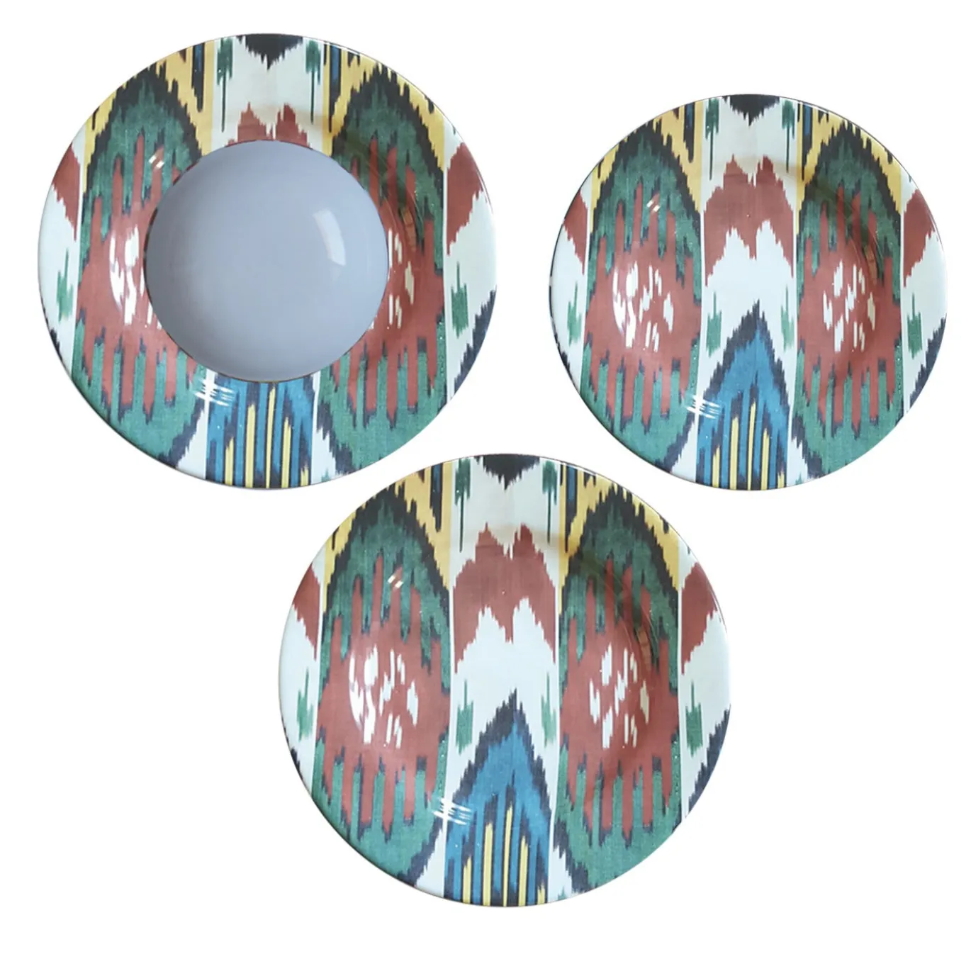 Set di tre piatti in ceramica Ikat per 1