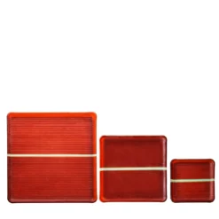 Set di 3 vassoi quadrati Corallo in vetro rosso