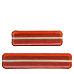 Set di 2 vassoi rettangolari in vetro rosso Corallo