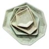 Set di 4 Vassoi sfaccettati Crystal Seed verdi