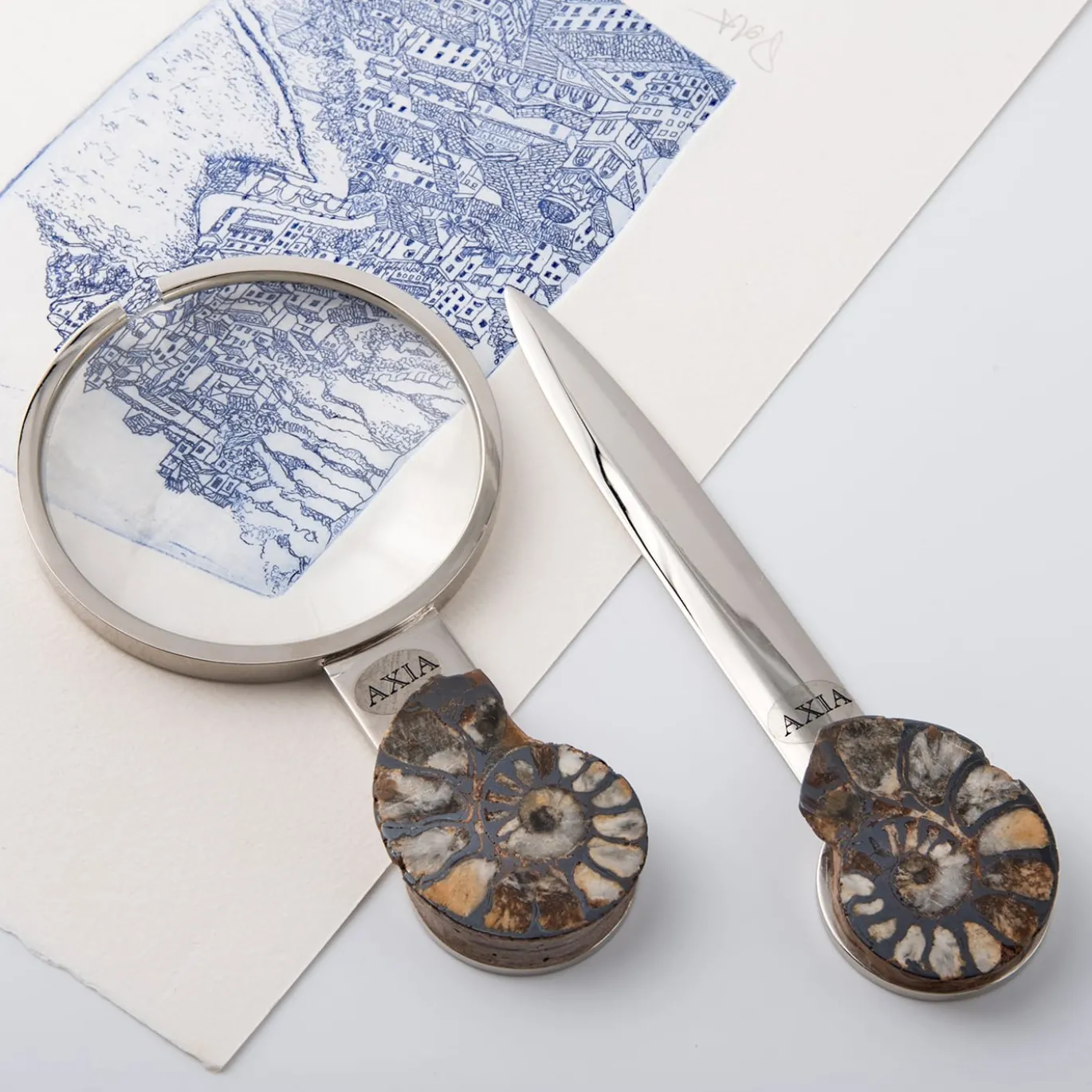 Set Fossiline di Coltello da Carta e Lente di Ingrandimento di Nino Basso #1