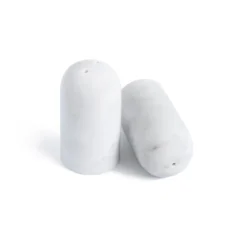 Set marmo Carrara con vassoio, saliera e pepiera