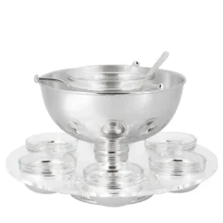 Set per Caviale in Ottone Argentato