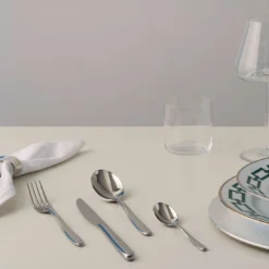 Set Posate 4 Pezzi Goccia in Acciaio Argentato