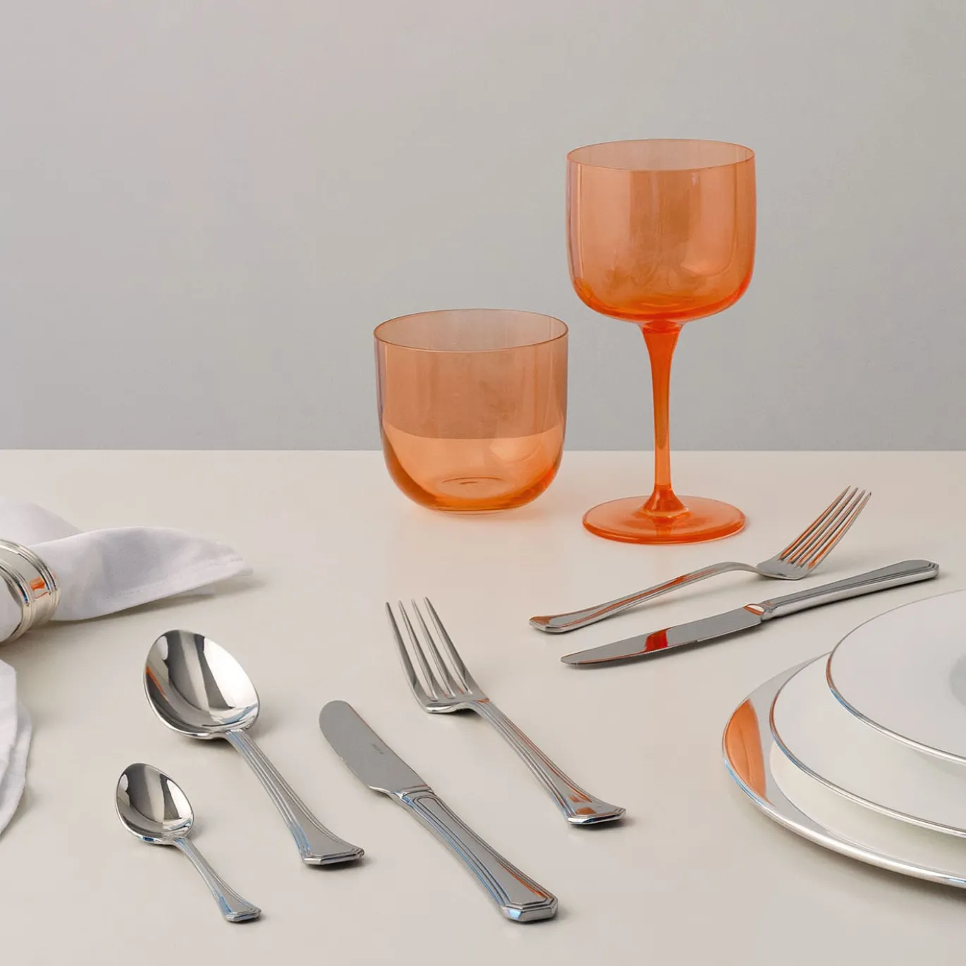 Set Posate 6 Pezzi Ottagonale in Acciaio Argentato
