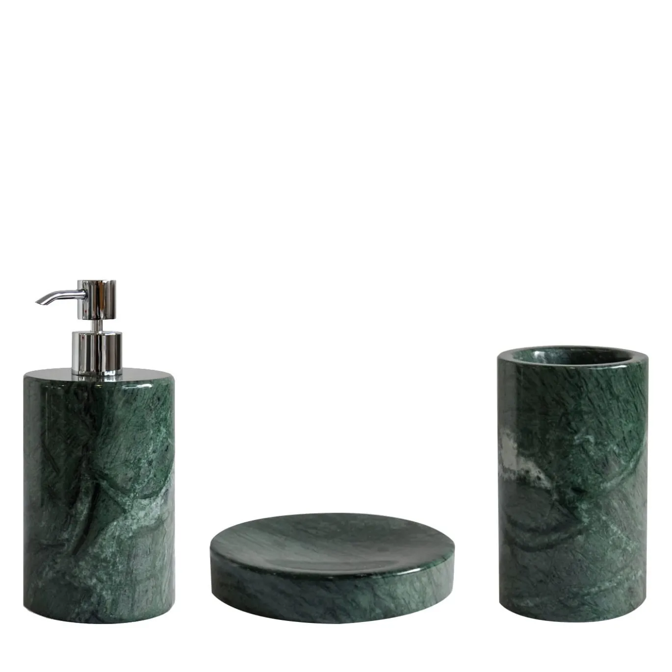 Set rotondo da bagno in marmo verde del Guatemala