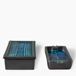 Set Scatola e Posacenere Nero e Blu di Aldo Londi