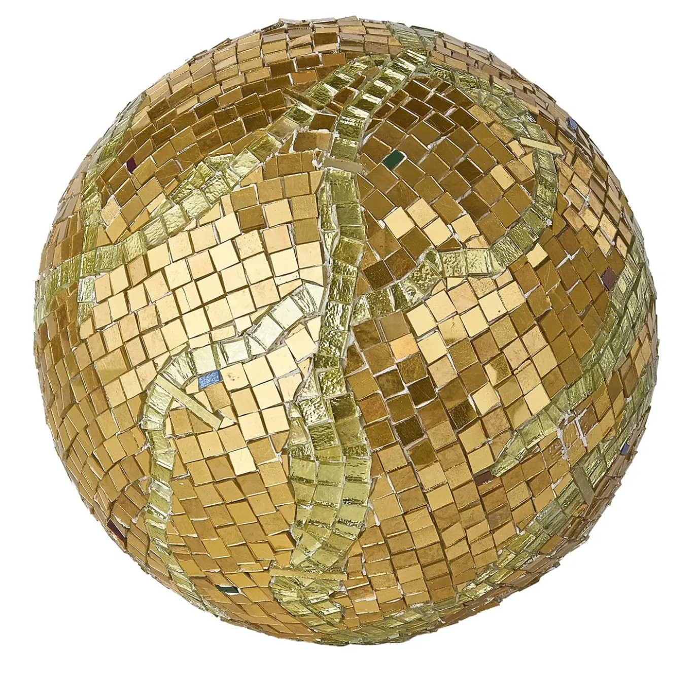Sfera 1 Scultura sferica in mosaico dorato