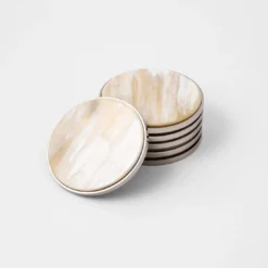 Sottobicchieri in corno bianco naturale 6 pezzi