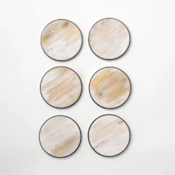 Sottobicchieri in corno bianco naturale 6 pezzi