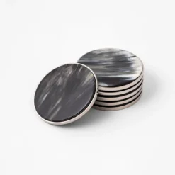Sottobicchieri in corno bianco naturale e nero 6 pezzi