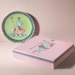 Sottopiatto/Centrotavola Il Viaggio di Nettuno in Porcellana Verde Muschio