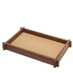 Structura Pelle e legno Vassoio rettangolare lungo per valet Medium #2