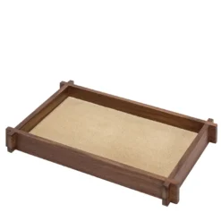 Structura Pelle e legno Vassoio rettangolare lungo per valet Medium #1