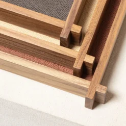 Structura Pelle e legno Vassoio rettangolare lungo piccolo #2