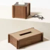 Structura Portafazzoletti rettangolare in pelle e legno #2