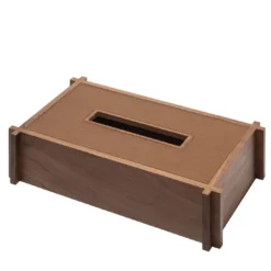 Structura Portafazzoletti rettangolare in pelle e legno #1