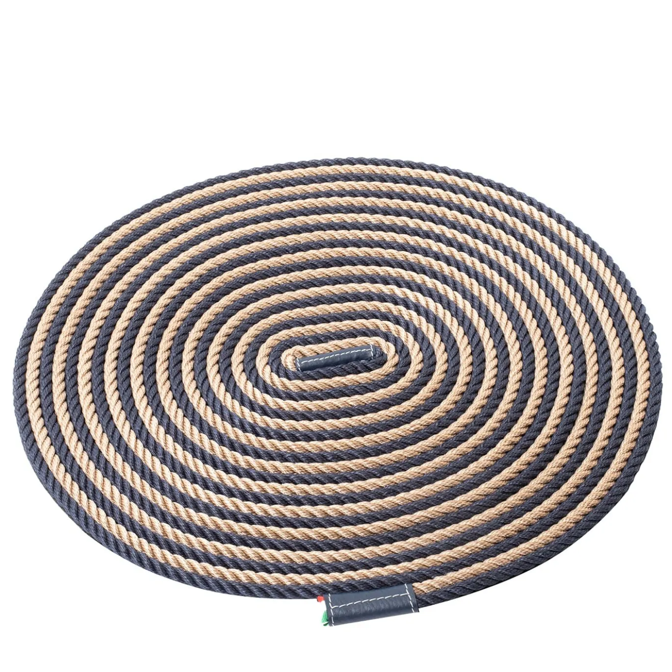 Stuoia da tavolo in corda arrotolata beige e nera