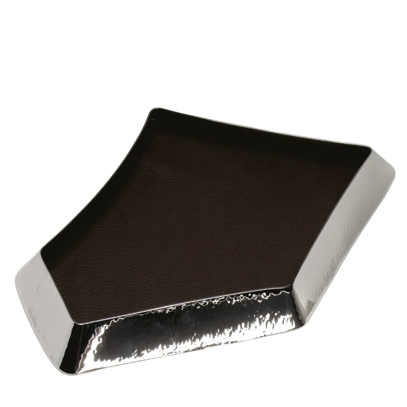 Svuotatasche Alegria 1 in ottone argentato e pelle