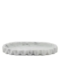 Svuotatasche ovale Fold in marmo Arabescato bianco