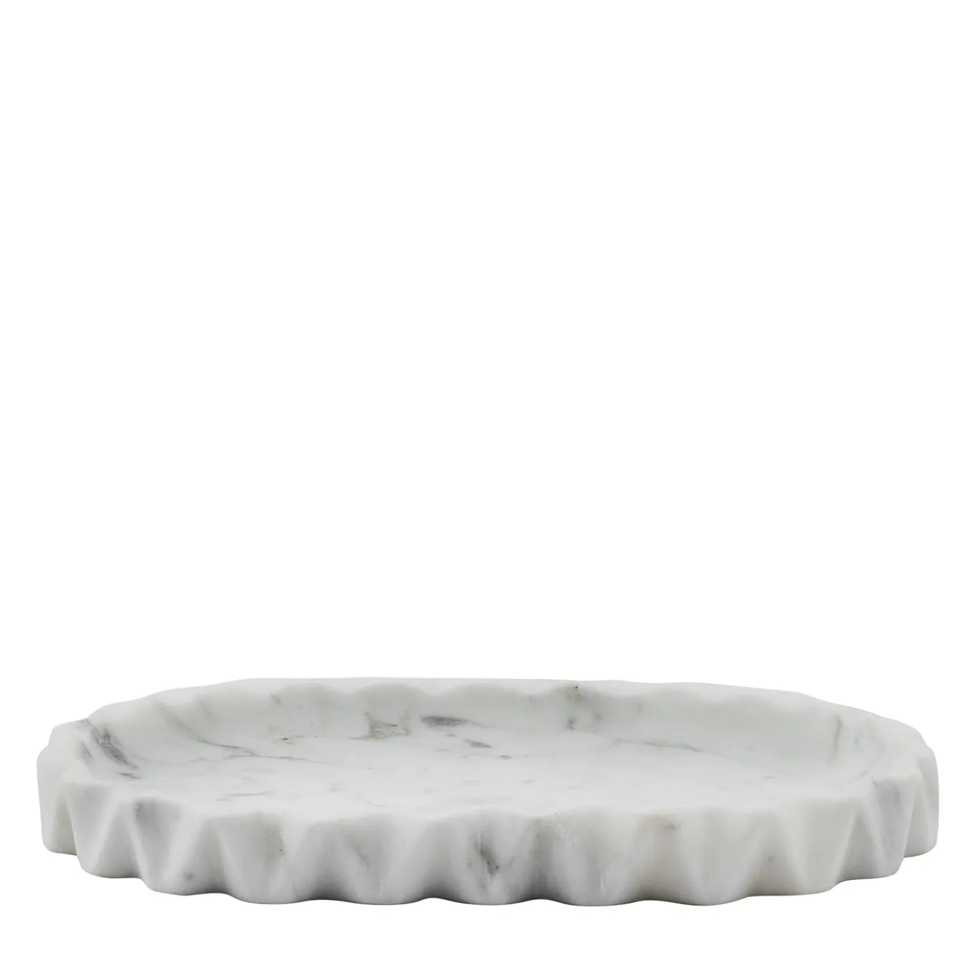 Svuotatasche ovale Fold in marmo Arabescato bianco
